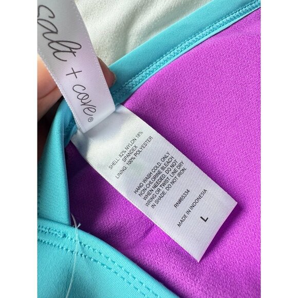 NWT L Orchid Salt + Cove Triangle Bikini Top Juniors  Large - Colorblock - Picture 4 of 5